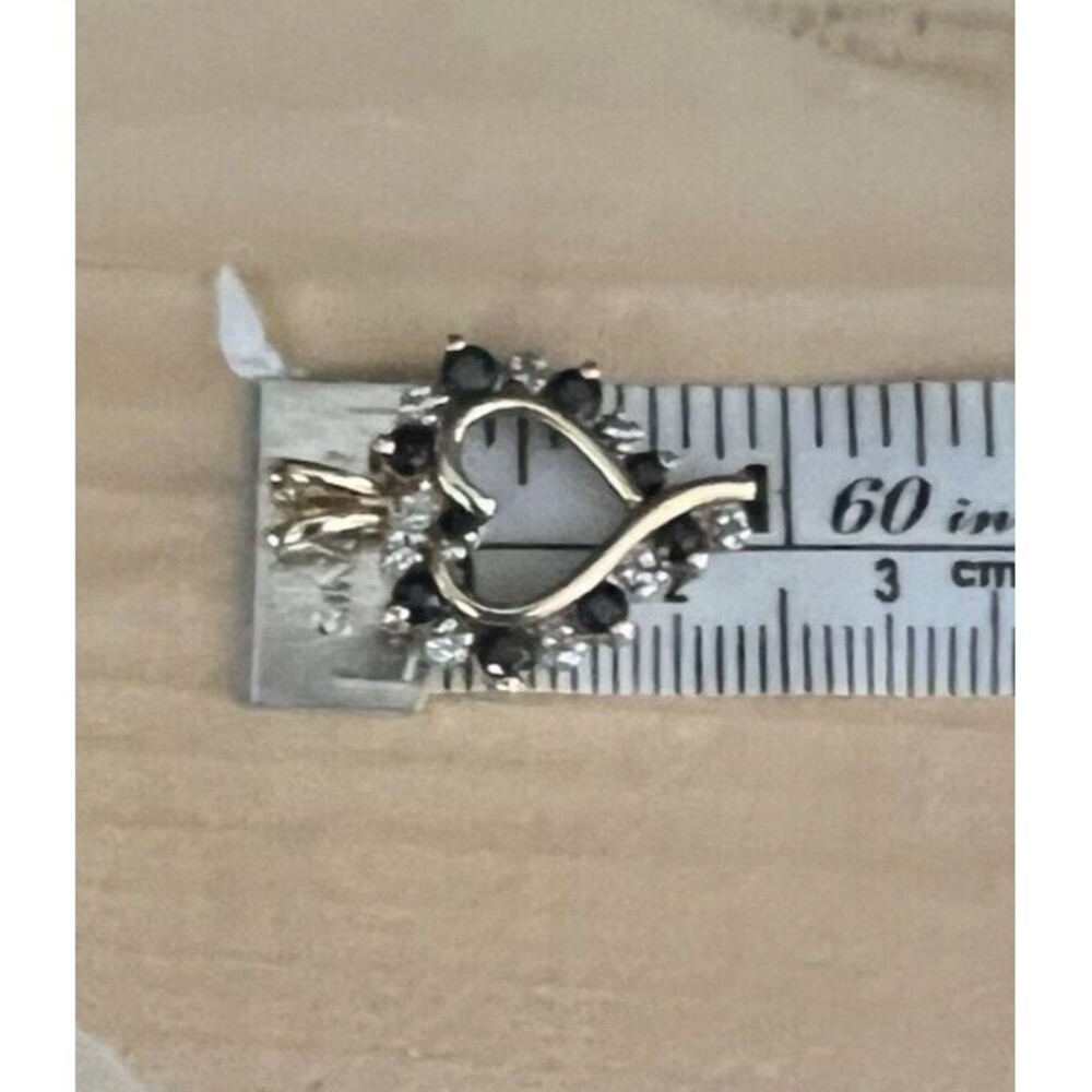 Ross Simons 925 Gold Plated Blue Sapphire & Diamond Heart Charm Pendant 2.4g - Picture 12 of 12